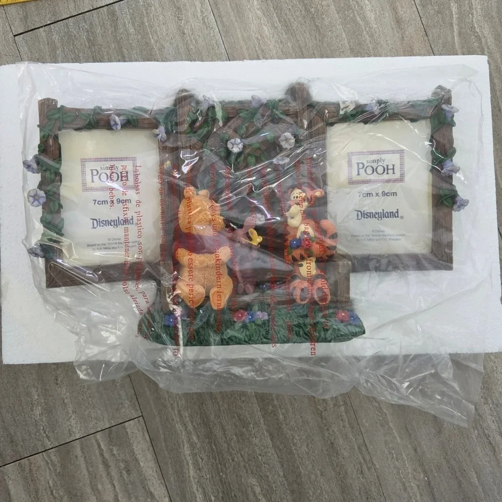 Vintage Disneyland Simply Pooh Winnie the Pooh Tigger Piglet Double Photo Frame